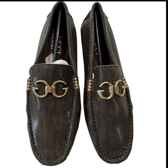 Men's Dark Brown Loafers with Gold “G” Detailing NEW Size 43/10 - Picture 10 of 10
